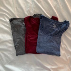 3 SS Tees - Grey, Cranberry, Blue